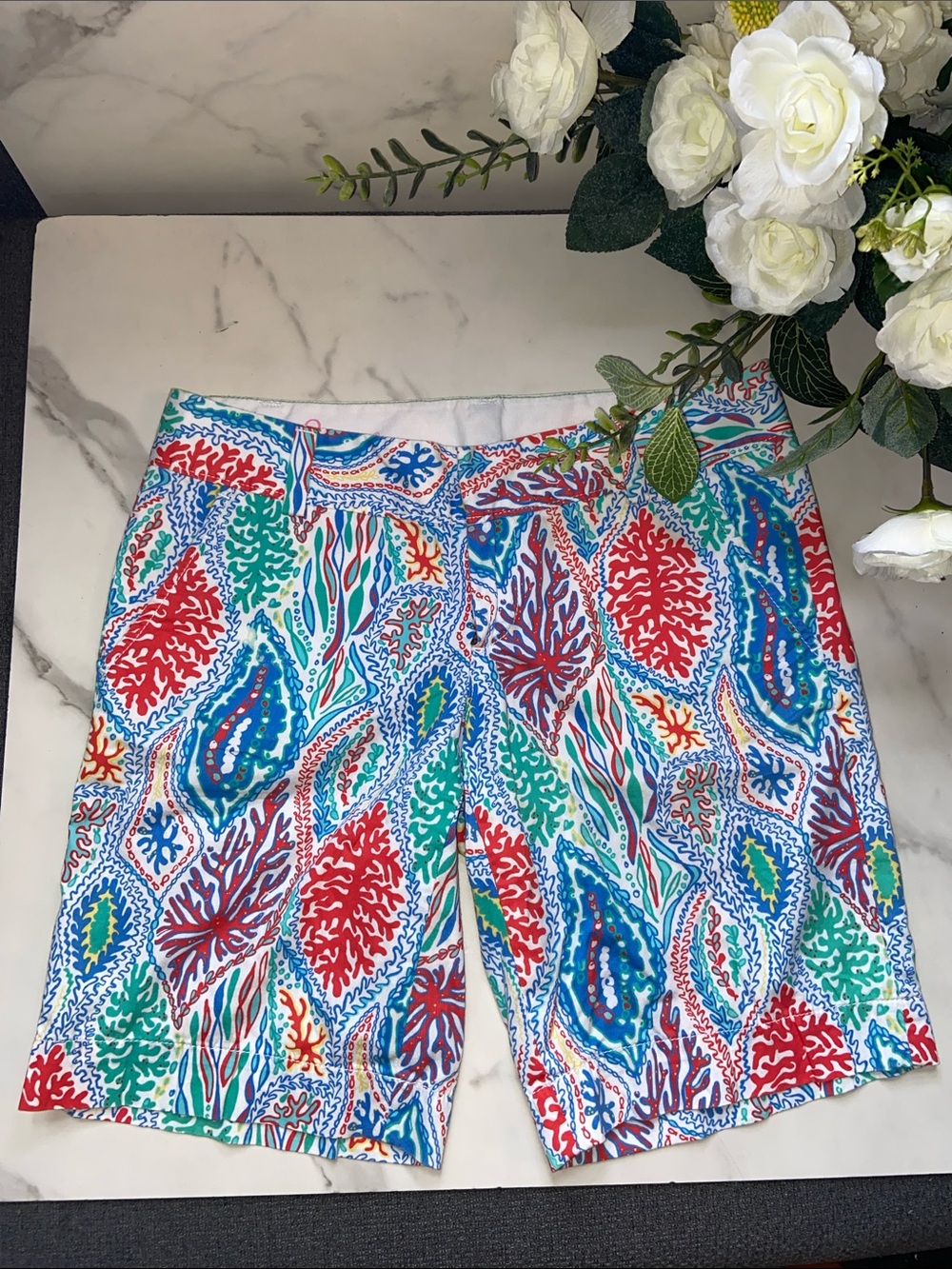 Lilly Pulitzer The Chipper Multicolor Coral Reef Print Shorts Size 4